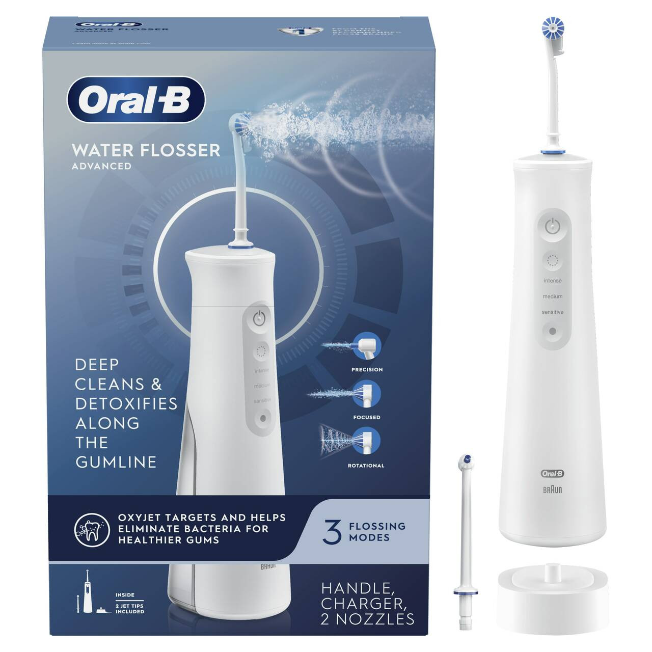 Oral-B Water Flosser Advanced, Portable Oral Irrigator Handle Accessories White | AU_OB13149